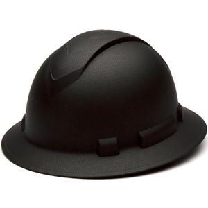 Pyramex Ridgeline Full Brim Hard Hat 4 Point Ratchet Matte Black Graphite Pattern