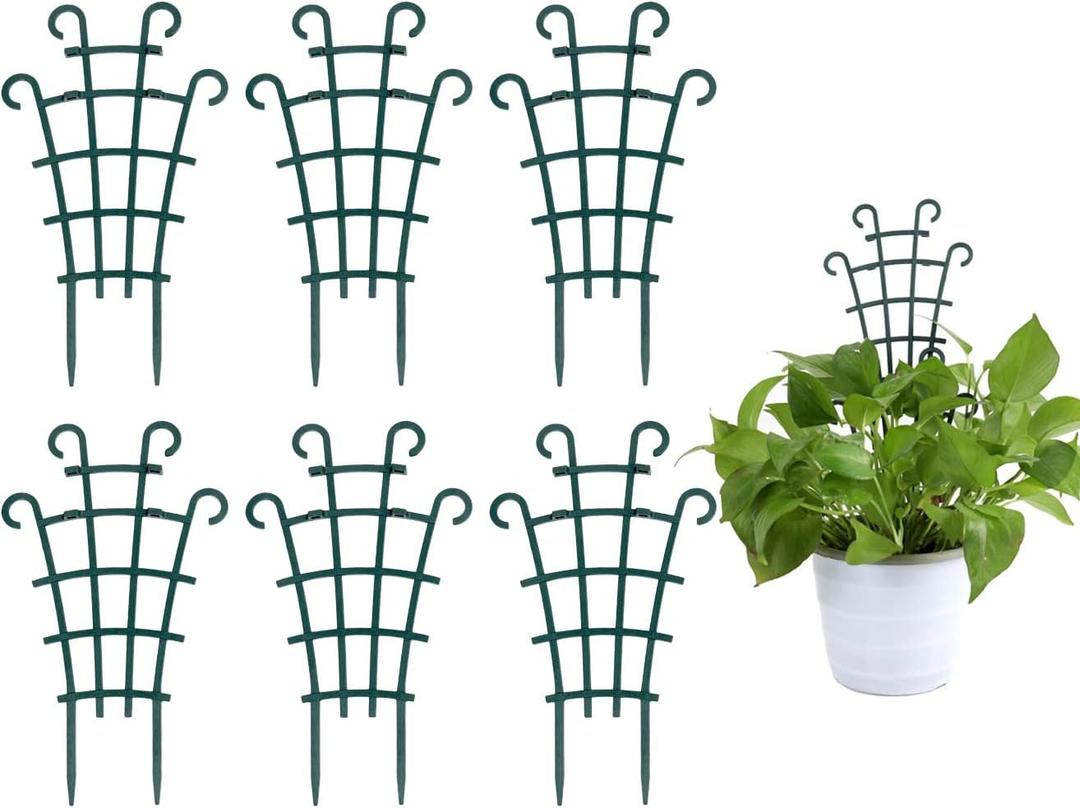 Small Trellis, 6pc Stackable Plastic Plant Support for Climbing Potted Plants, Indoor/Outdoor Hoya Vines Pothos Houseplants