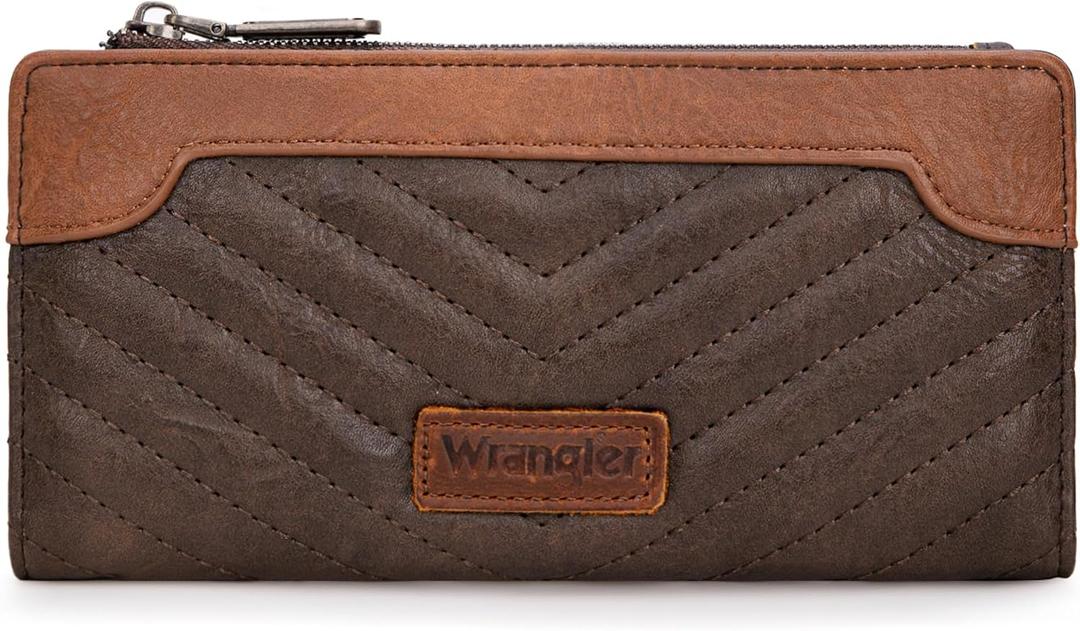 Montana West Wrangler Wallet Women Slim Bifold Wallet Women Minimalist Wallets, Card Cases & Money Organizers Ladies Female Travel Wallets with Smooth Zippers (Brown - Coffee)