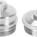 Billet Oil & Fuel Filter Silver 1/8" NPT Port Caps - Compatible with 2003-2007 F-ord Powerstroke Diesel 6.0 F250 F350 F450 F550 6.0L Powerstroke Diesel - Silver (Pack of 2)