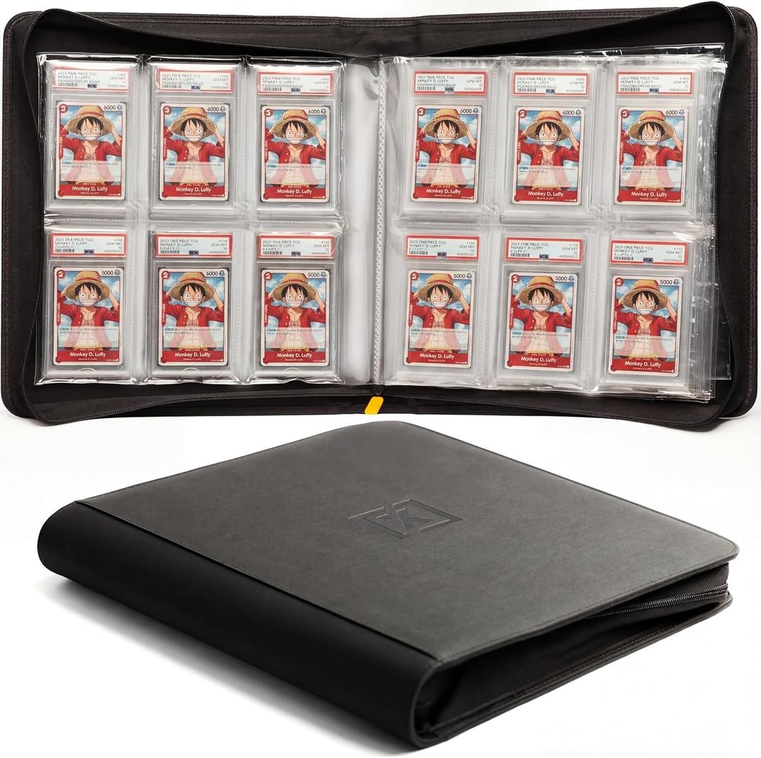 X PRO Graded Card Binder - Holds 60 Graded Slabs, Suitable for PSA and CGC Slabs | 6 Pocket Slab Binder Design | Ringless PSA Slab Binder | PSA Slab Case | Graded Card Holder for Long Term Storage (Carbon Black)
