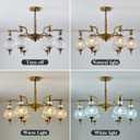 Piepooye Vintage Gold Sputnik Chandelier 6 Lights Crystal Adjustable Hanging Ceiling Light Fixture Antique Large Pendant Lighting with Glass Globe Shade for Living Room Dinning Room Bedroom Kitchen