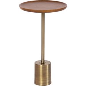 Kate and Laurel Xyler Wood and Metal Round Side Table, 14 x 14 x 24, Walnut Brown and Antique Brass, Transitional Pedestal Table for Use as Indoor Plant Stand or Bedroom Nightstand Decor