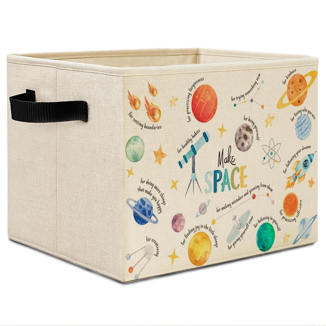 Elefeltclave Space Nursery Storage Bins,Solar System Planet Rocket Cosmic Collapsible Storage Basket Organizer for Kids Boy Bedroom Bathroom Nursery Clothes Toys Books,Toybox for Boys