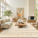Miukiki 9x12 Area Rug for Living Room Moroccan Washable Rugs Non Slip Indoor Floor Carpet Foldable Large Soft Area Rug for Dining Room Bedroom with Low Pile(Beige,9'x12')