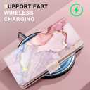 Fingic for Samsung Galaxy S23 FE Case Wallet for Women Girls[with 9 Card Holders] Marble Rose Gold PU Leather Detachable Wrist Strap Fullbody Slim Shockproof Phone Case for Samsung Galaxy S23 FE,2023