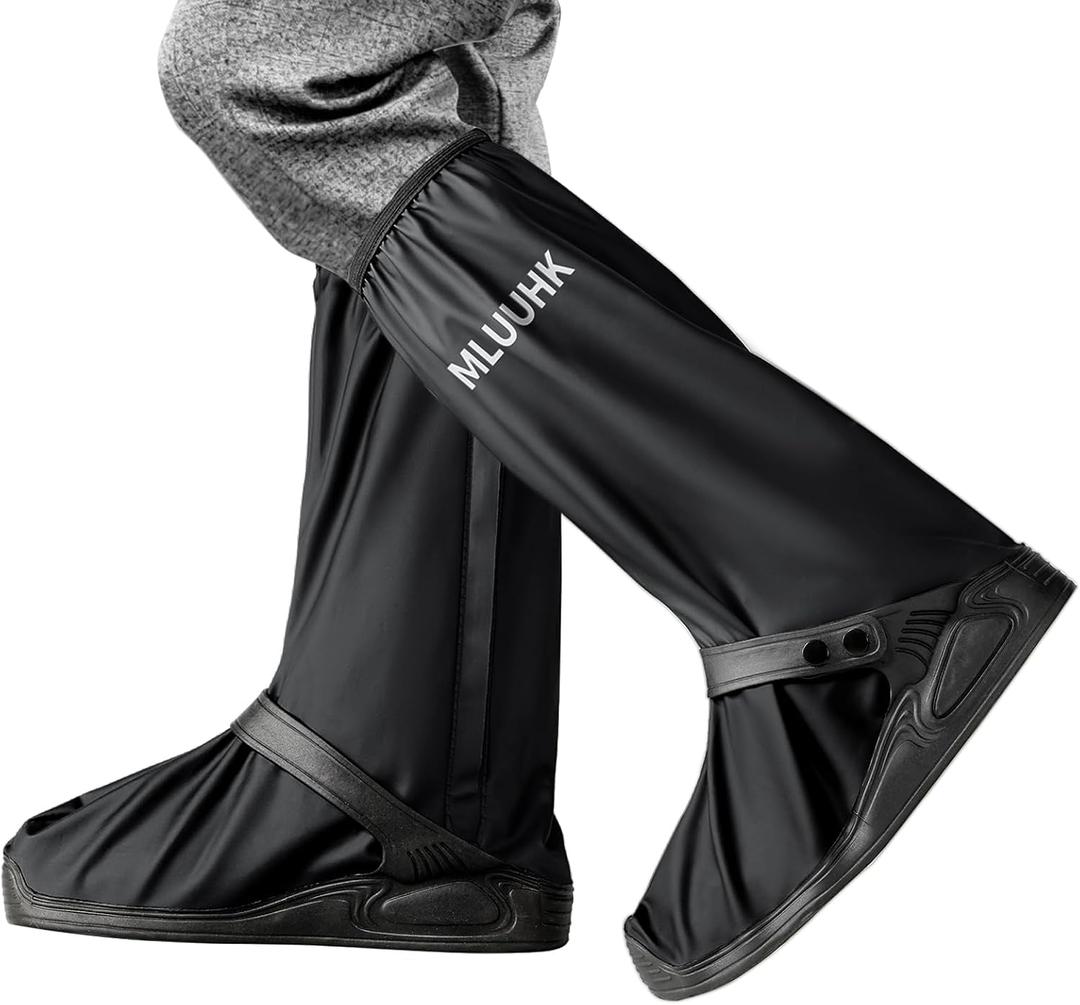 Rain Shoe Covers, Reusable Waterproof Rain Cover for Shoes, Non-Slip PVC Snow Boot Covers for Men and Women (X-Large, Black)