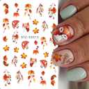 ONPRESS 10Sheet Fall Nail Art Stickers Maple Leaves Nail Decals 3D Self Adhesive Nail Stickers Decals Cute Fox Pumpkin Orange Fruit Gel Nails Stickers Autumn Flowers Nail Supplies for Women DIY Nails
