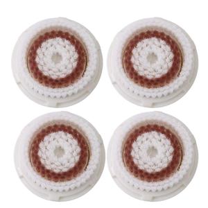 Facial Cleansing Brush Heads Replacement, Facial Cleansing Brush Head, Whitening Facial Brush Heads, for Acne Prone, Clogged, Enlarged Pore, Deep Pore Radiance Skins (4Pack/Brown)
