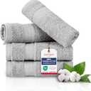 TEXTILOM Washcloths for Body and Face  Hotel and Spa Quality & Soft & Absorbent & Quick Dry Wash Cloths for Your Body  100% Turkish Cotton Wash Clothes Towel Set of 4 (13 x 13 inches) - Light Grey