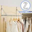 Over The Door Clothes Hanger,Metal Over Door Clothes Drying Rack with 6 Hooks,Laundry Drying Rack Rod for Laundry, Bedroom, Washroom, Closet,Fits Door Up to 1.97", (Silver)