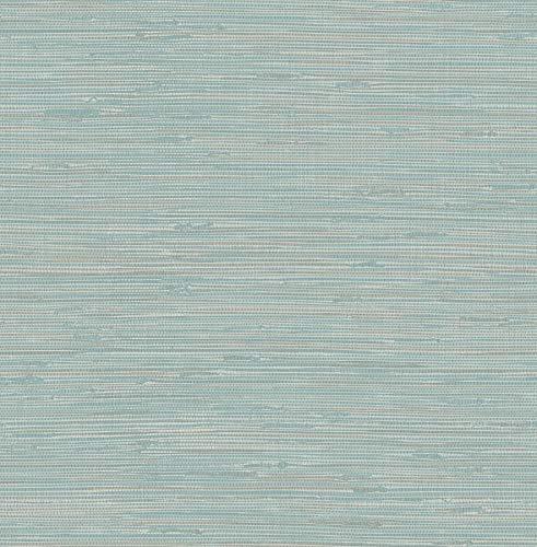 NuWallpaper NUS3337 Tibetan Faux Grass cloth Teal Peel & Stick Wallpaper, Blue