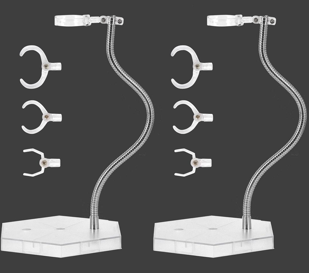 Large Heavy Duty Action Figure Stand for 1/6 1/9 1/12 Scale Figures, Action Figure Display Stand Holder Base for Gundam 12",8",6" HG/RG/SD, Doll Holder Model Support Stand with Screwdriver (2Pcs Clear)