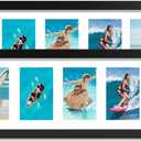 8x24 Picture Frame with Tempered Glass, 4x6 picture frame collage, Display Five 4x6 Photos with Mat or One 8 x 24 Picture without Mat - Horizontal or Vertical Wall Mounting, 2 Pack, Black