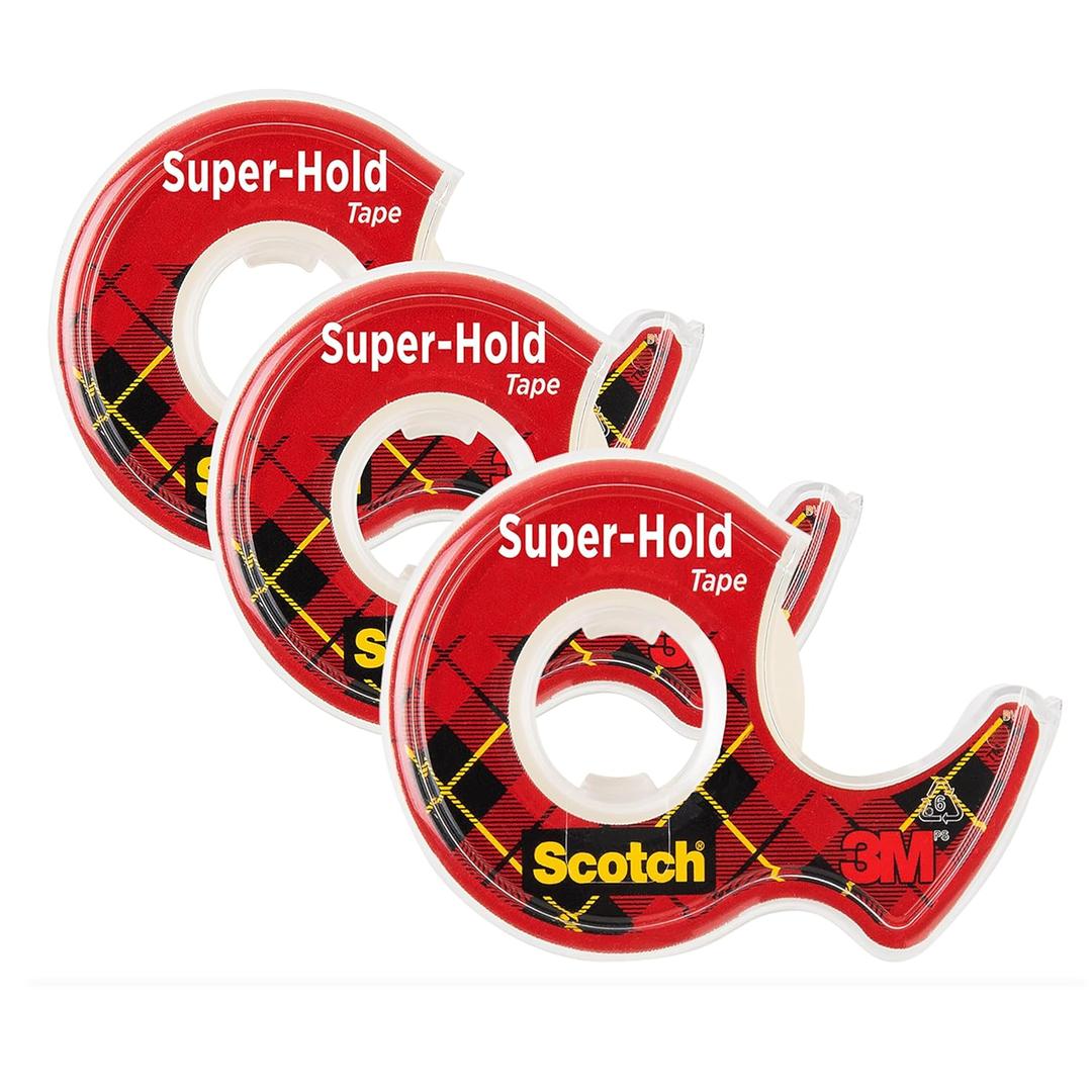 Scotch Super-Hold Tape, 3/4 x 300 Inches, 3 Dispensered Rolls