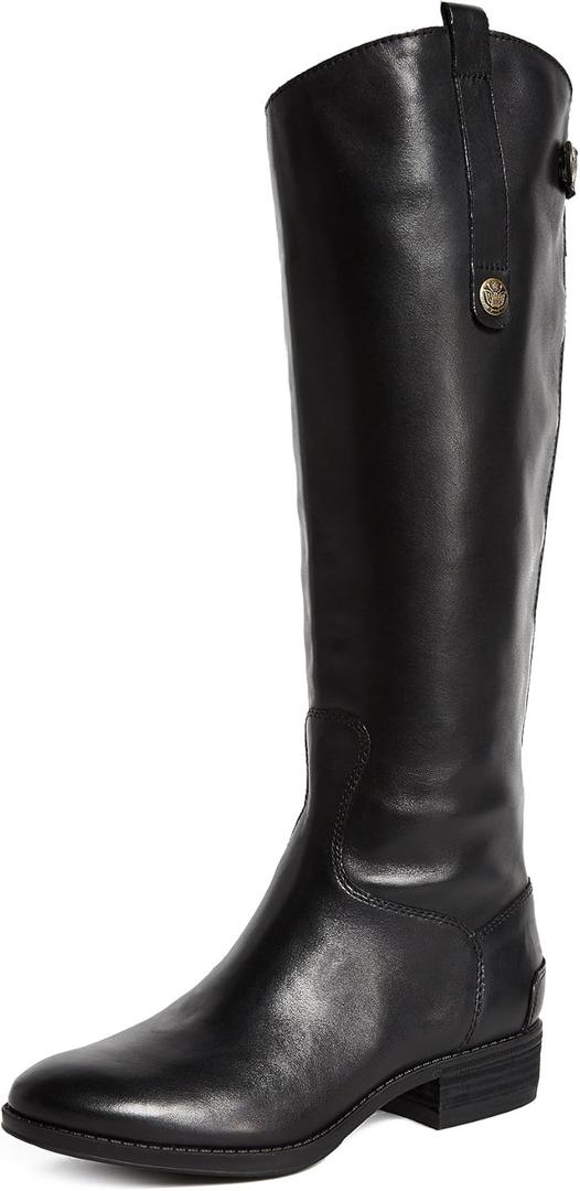 Sam Edelman Women's Penny Leather Riding Boot (8, Black Leather Wide Calf)