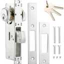 MaxxGeek Storefront Mortice Hook Door Lock, Commercial Door Locks Mortise Cylinder, Storefront Door Mortise Lock Hook Deadbolt(1-1/8" Backset)