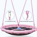 Lunafun Swing Set, 440lbs, Heavy-Duty A-Frame Metal Outdoor SwingStand, 1 Saucer & 1 Belt Swing seat for Playground, Backyard Pink