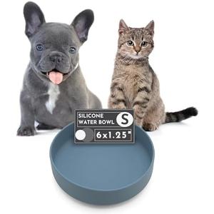 The Perfect Dish No-Spill Dog Water Bowl, Less Mess Non-Tippable Water & Food Bowl, Pure Silicone with Suction Cup, Fits 2 Cups 6” Across x 1.25” Tall, Ideal for All Pets, Small-Ocean