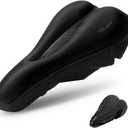 Ryaco Gel Bike Seat Cushion Cover - Breathable Comfortable Bicycle Saddle Cover Black with Water&Dust Resistant Cover Fits Spin, Stationary Exercise Bike, Outdoor or Indoor Cycling