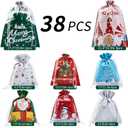 38PCS Christmas Gift Bags, Assorted Sizes Bulk S/M/L, Waterproof Holiday Gift Wrap with Drawstring,Gift Sacks,Gift Wrap Bags,Gift Bags For Presentsgift (38)