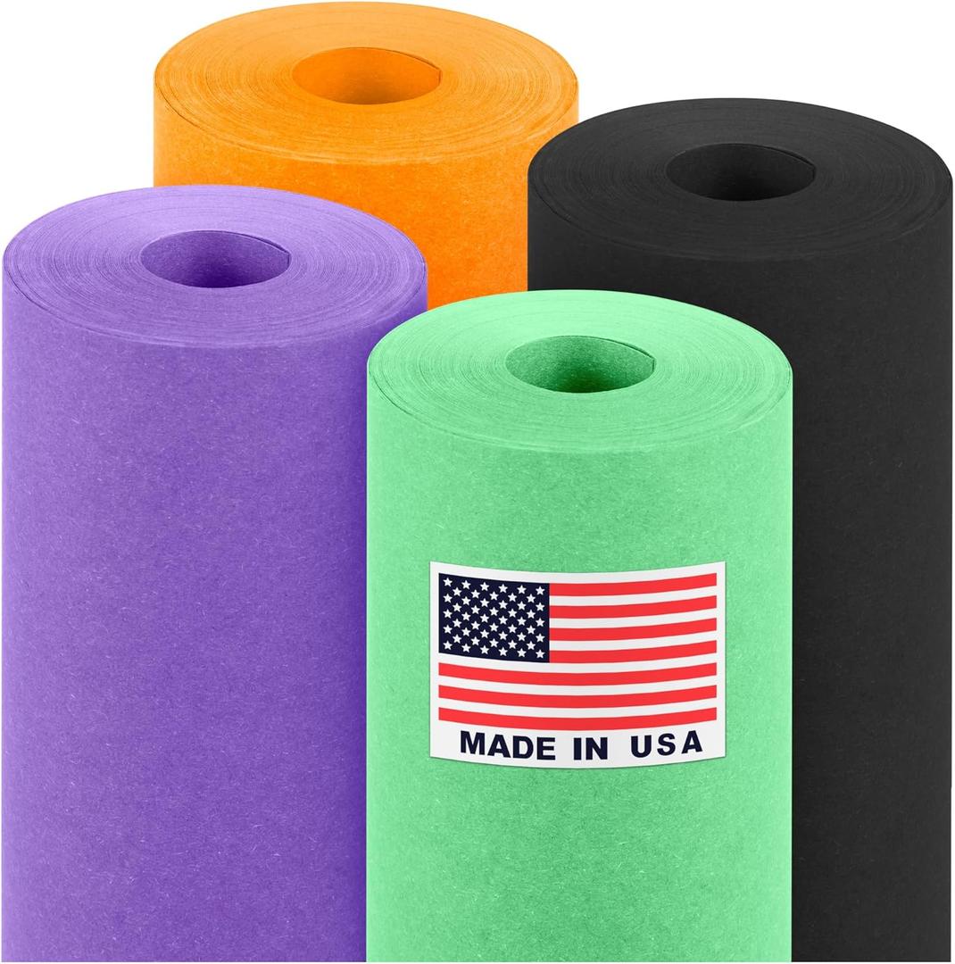 18" x 1200" (100 ft) Halloween Crafts Kraft Paper Rolls Set, 45 Lbs - Orange, Black, Lilac, Green Kraft Paper - Made in USA Colored Paper for Kids Crafts, DIY, School, Gift Wrapping
