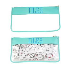 FUYIHGL® Mahjong Tiles Bag with Zipper - Empty Clear Carrying Storage Holder Case with Embroidery Lettering Up to 166 Tiles - American Mah Jongg Accessories and Gifts for Travel Club Party Game Night