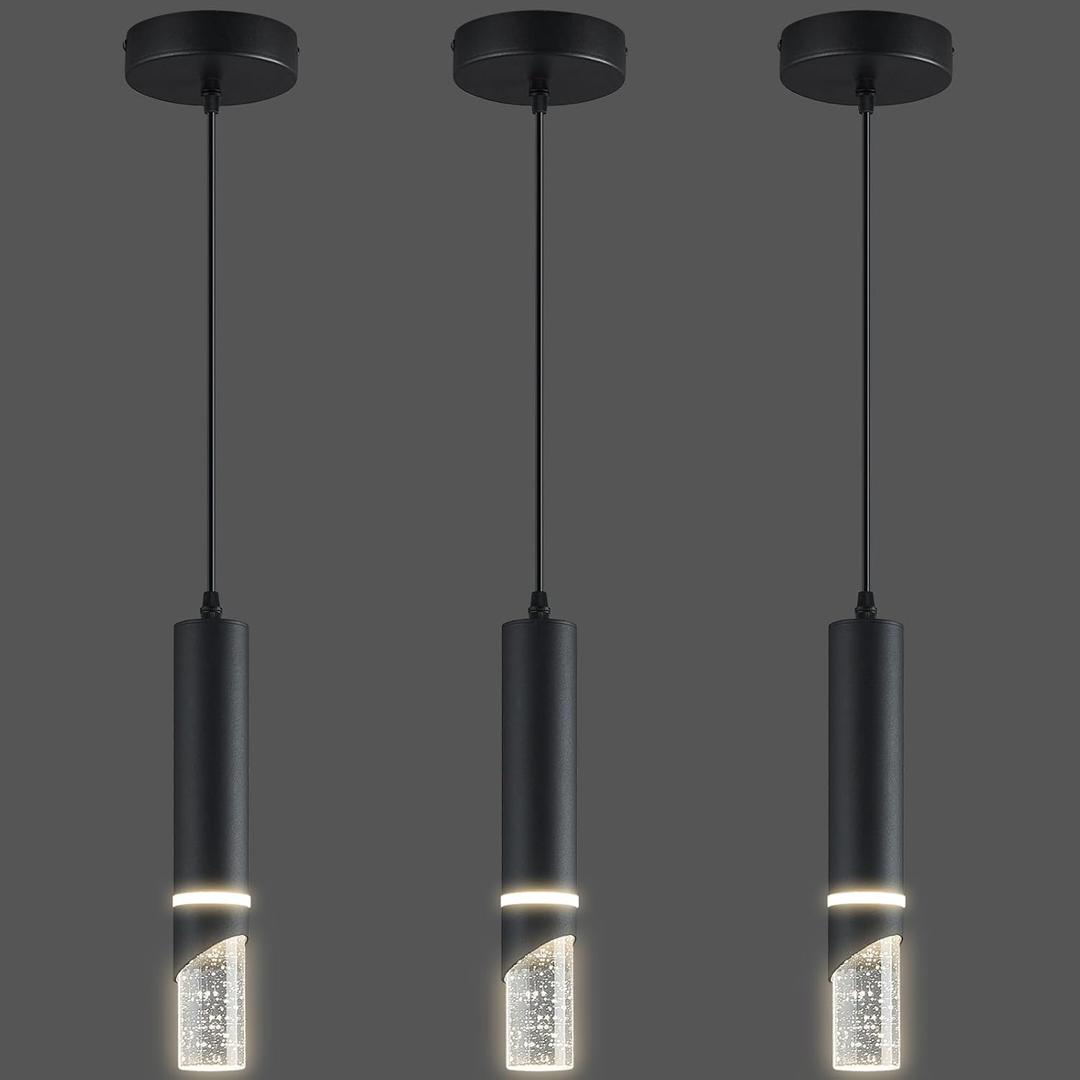 Modern Dimmable Led Pendant Lights Kitchen Island, Ideal for Living Room, Bedroom,Sink 6w LED Crystal Energy-Saving Hanging Lamp for Cozy Lighting (Black 3-Pack) Modern Dimmable Led Pendant Lights Kitchen Island, Ideal for Living Room, Bedroom,Sink 6w LED Crystal Energy-Saving Hanging Lamp for Cozy Lighting (Black 3-Pack)