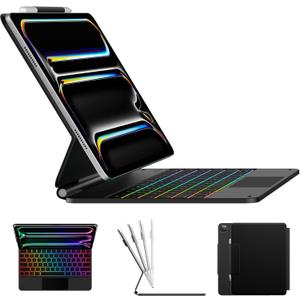 typecase Keyboard Case for iPad Pro 13-inch (M5 2025 / M4 2024), Magic Keyboard with 11 Colors Backlight, Keyboard Case with Pencil Holder, Multi-Touch Trackpad, Easy-Set Magnetic Stand, Black
