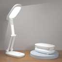 LED Desk Lamp for Office Home & Battery Operated Lamp Rechargeable Lamp Foldable & Portable Light, [2-Fold Bracket] 3 Brightness Dimmable Small Desk Lamp Wireless Reading Lamp (White)