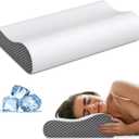 Cervical Neck Pillow for Pain Relief, Contour Memory Foam Pillows Ergonomic Pillow for Sleeping Bed Pillow Neck Support with Cooling Pillowcase Orthopedic Pillow for Side Back Sleepers (Light Grey)