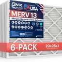 BNX TruFilter 20x25x1 Air Filter MERV 13 (6-Pack) - MADE IN USA - Electrostatic Pleated Air Conditioner HVAC AC Furnace Filters for Allergies, Pollen, Mold, Bacteria, Smoke, Allergen, MPR 1900 FPR 10