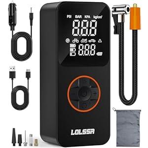 Tire Inflator Portable Air CompressorAir Pump 20000mAh & 150PSI Cordless Electric for Car, Motorcycle, Bike, Ball, with Tire Gauge Pressure, DualUse Type (Black)