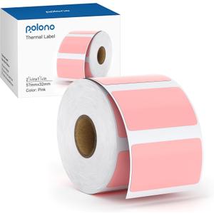 POLONO Genuine 2.25x1.25 Direct Thermal Label, Self-Adhesive, Perforated Stickers for Address, Barcode, Adhesive Multipurpose Compatible with PL80E, PL70E and PL60 Label Printer (1000 Labels, Pink)