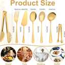 12Pcs Gold Serving Utensils Set, Stainless Steel Serving Utensils Set includes Serving Spoon, Serving Solted Spoons, Fork, Sugar Tongs, Food Tongs, Cake Spatula, Soup Spoon for Parties, Buffet
