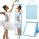 ROYALAY Foldable Full Length Mirror with Handle - 47 * 13in Portable Travel & Backstage Mirror (Blue)