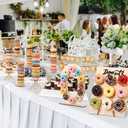 Lallisa 12 Pcs Wooden Donut Stand Set Number 0 Donut Display Stand 1 Doughnut Wall Display 4 Mini Charcuterie Boards 6 Doughnut Holder Tower for Dessert Table Birthday Wedding Baby Shower Party Decor