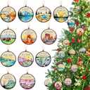 33 Pieces National Park Christmas Ornament Christmas Park City Wood Xmas Decorative Hanging Ornaments for Holiday Tree Decor(Elegant)