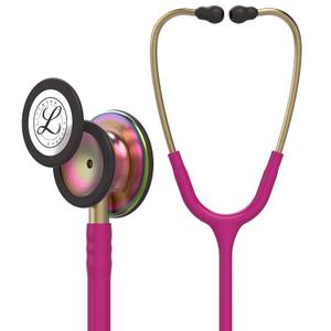 3M Littmann Classic III Monitoring Stethoscope, 5806, More Than 2X as Loud, Weighs Less, Stainless Steel Rainbow-Finish Chestpiece, 27" Raspberry Tube, Brass Stem and Headset