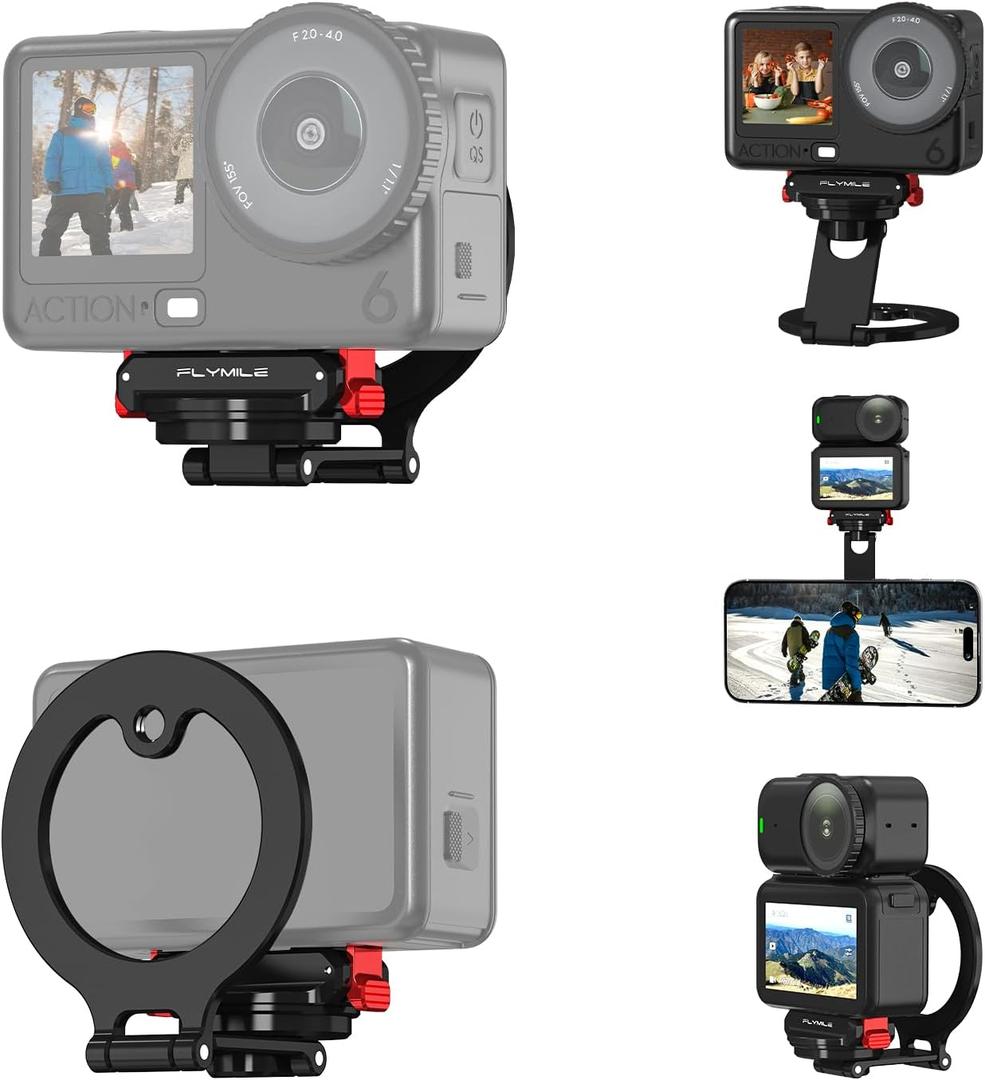 BRDRC Action 6 Magnetic Stand Base, Aluminum Alloy Quick Release Adapter for DJI Osmo Nano, for MagSafe iPhone Desktop Mount Table Holder with 360 Adjustable & 1/4 Screw Hole Tripod Accessories