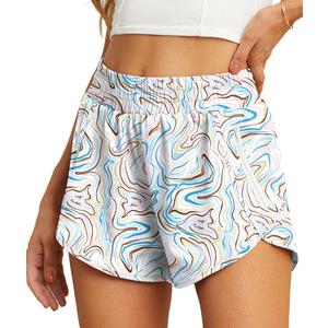 PrinStory Women's Running Shorts Summer High Waisted Quick Dry Athletic Work Out Gym Zipper Pocket Shorts with Liner (S)