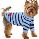 Pet Dog Striped T-Shirt Dogs Cats Cotton Vest Spring Summer Pet Apparel Tee Shirt Suitable for Small and Medium Large Pets French Bulldog Bichon (Blue), M