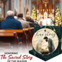 2 x Music Sheet Nativity Ornament 2025, Catholic Religious Gifts for Women Men, True Story Ceramic Ornament for Christmas Decor, Jesus Bible Gifts for Faith Friends, Church Members, Family