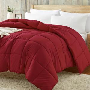 Homelike Moment Comforter King Size - Red Duvet Insert Down Alternative Bed King Comforter, Lightweight Bedding Comforters Quilted Soft All Season Solid Red