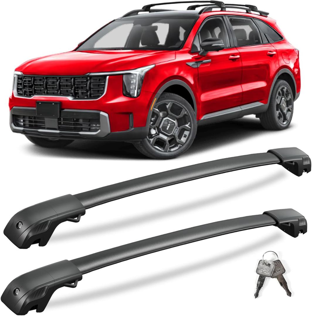 KINGGERI 220lbs Lockable Roof Rack Cross Bars Compatible with Kia Sorento X-Line & X-Pro 2021-2026 with Raised Side Rails, Heavy Duty Aluminum Roof Rails Crossbars Luggage Accessories
