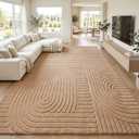 Brown Solid Area Rug 9x12 Large Washable Soft Rugs for Living Room | Modern Geometric Boho High-Low Pile Textured Fluffy Non Slip Carpet for Bedroom, Dining Room, Kids Room, Apartment, Office