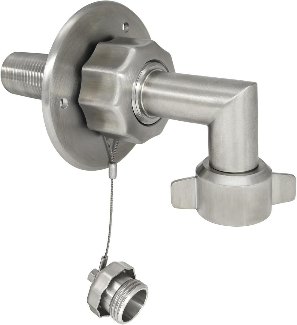 G-Sunny All Metal RV City Water Inlet with 90 Degree Elbow RV water connection inlet Stainless Steel Upgrade Replacement Water Fill Inlet for RV Camper Motorhome Boat (90 Degree Elbow, Brushed Nickel)