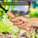 Weed Puller Tool, Manual Weeder with Heavy Duty Steel Curved Head, Hand Cultivator & Garden Hoe, Reusable Wood Handle Weeding Tool for Flower Beds & Vegetable Garden (Black)