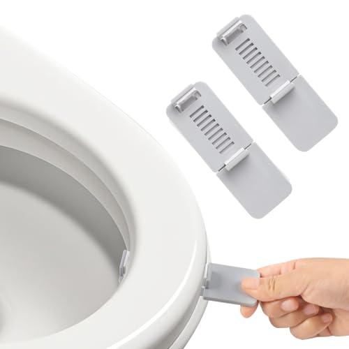Toilet Seat Handle Lifter – No Touch Toilet Lid Lifter Clip, Easy-Lift Toilet Seat Opener, Hygienic Plastic Toilet Tab for Bathroom, Kids, Adults – 2-Pack Gray