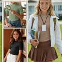 2 x 3 Pack Girls Shirts Short Sleeve Mock Turtleneck Cotton Cute Lettuce Trim Summer Tops 13-14Y Kids Clothes